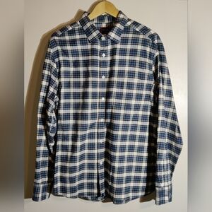 Untuckit Shirt Mens Sz XL Blue, Green, & White Plaid Long Sleeve Flannel Cotton